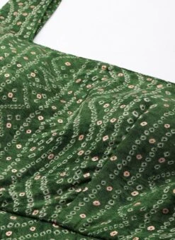 Green Bandhani Printed Rayon Strap Neck Dress Festive Wear -Sari Grace Shop Green Bandhani Printed Rayon Strap Neck Dress DRBS02303756 rrc1