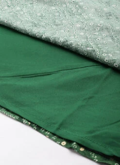 Green Bandhani Printed Rayon Strap Neck Dress Festive Wear -Sari Grace Shop Green Bandhani Printed Rayon Strap Neck Dress DRBS02303756 rrc4