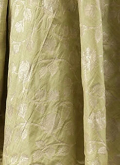 Green Brocade Boat Neck Flared Dress Wedding Wear -Sari Grace Shop Green Brocade Boat Neck Flared Dress DRBS02105388 rrc4