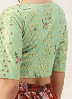 Green Chanderi Embroidered Blouse Festive Wear -Sari Grace Shop Green Chanderi Embroidered Blouse BLBS02305275 rrc2