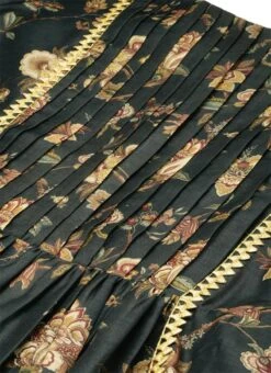 Green Chanderi Printed Floral Maxi Dress Festive Wear 14 Green Chanderi Printed Floral Maxi Dress Festive Wear -Sari Grace Shop Green Chanderi Printed Floral Maxi Dress DRBS02111084 rrc1