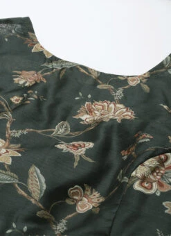 Green Chanderi Silk Puff Sleeve Dress After Six Wear 14 Green Chanderi Silk Puff Sleeve Dress After Six Wear -Sari Grace Shop Green Chanderi Silk Puff Sleeve Dress DRBS02201263 rrc1