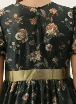 Green Chanderi Silk Puff Sleeve Dress After Six Wear 15 Green Chanderi Silk Puff Sleeve Dress After Six Wear -Sari Grace Shop Green Chanderi Silk Puff Sleeve Dress DRBS02201263 rrc2