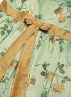 Green Chanderi Silk Puff Sleeve Dress Festive Wear 16 Green Chanderi Silk Puff Sleeve Dress Festive Wear -Sari Grace Shop Green Chanderi Silk Puff Sleeve Dress DRBS02303880 rrc3