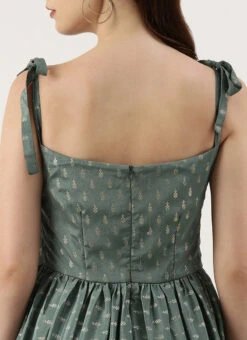 Green Chinon Foil Printed Maxi Dress Festive Wear 14 Green Chinon Foil Printed Maxi Dress Festive Wear -Sari Grace Shop Green Chinon Foil Printed Maxi Dress DRBS02212617 rrc2