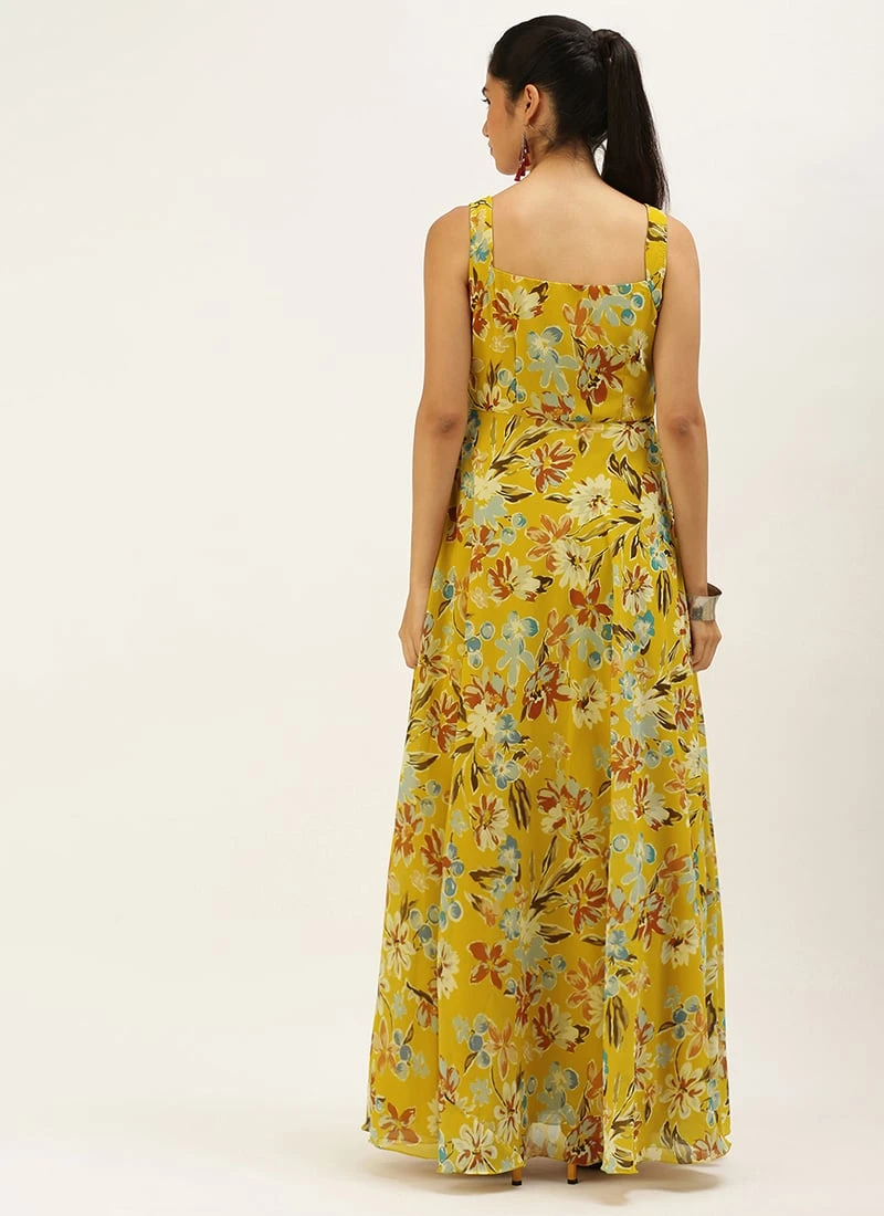 Green Digital Print Georgette Gown After Six Wear 6 Green Digital Print Georgette Gown After Six Wear - Image 4