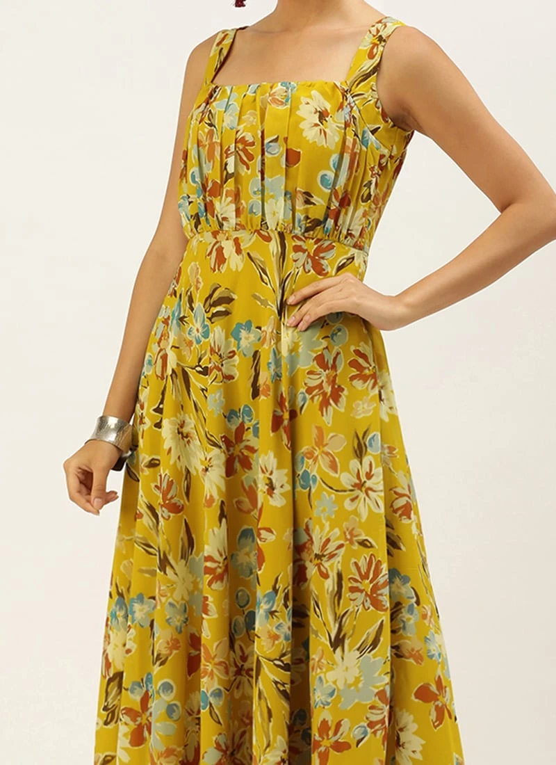 Green Digital Print Georgette Gown After Six Wear 3 Green Digital Print Georgette Gown After Six Wear