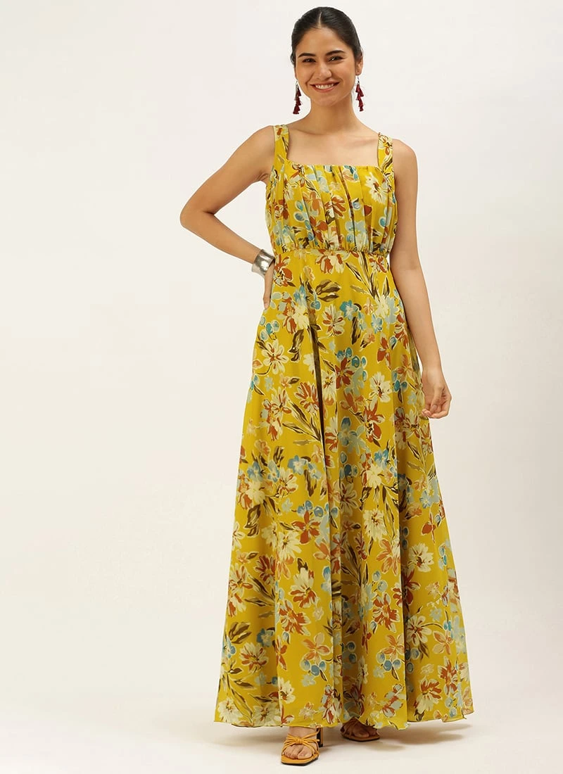 Green Digital Print Georgette Gown After Six Wear 5 Green Digital Print Georgette Gown After Six Wear - Image 3