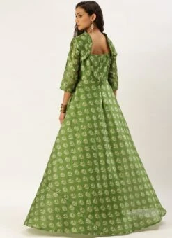 Green Digital Printed Maxi Dress Festive Wear -Sari Grace Shop Green Digital Printed Maxi Dress DRBS02212566 b