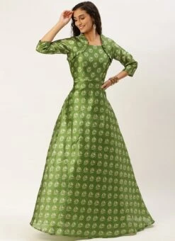 Green Digital Printed Maxi Dress Festive Wear -Sari Grace Shop Green Digital Printed Maxi Dress DRBS02212566 u