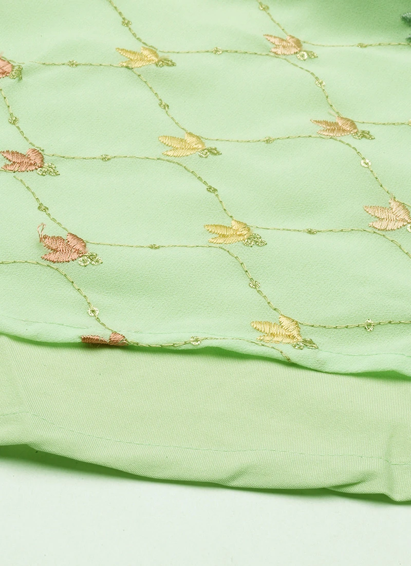 Green Embroidered Georgette Maxi Dress Festive Wear 10 Green Embroidered Georgette Maxi Dress Festive Wear - Image 8