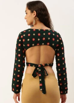 Green Embroidered Georgette Overlapped Blouse Party Wear 13 Green Embroidered Georgette Overlapped Blouse Party Wear -Sari Grace Shop Green Embroidered Georgette Overlapped Blouse BLBS02305196 b