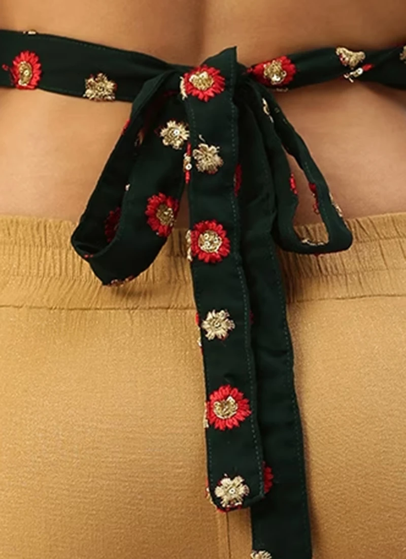 Green Embroidered Georgette Overlapped Blouse Party Wear 9 Green Embroidered Georgette Overlapped Blouse Party Wear - Image 7