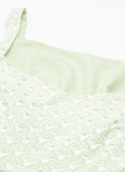 Green Embroidered Mini Dress Party Wear -Sari Grace Shop Green Embroidered Mini Dress DRBS02206237 rrc1