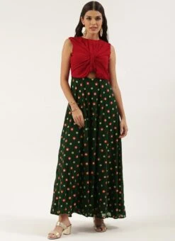 Green Embroidered N Maroon Twisted Bodice Dress Festive Wear 12 Green Embroidered N Maroon Twisted Bodice Dress Festive Wear -Sari Grace Shop Green Embroidered N Maroon Twisted Bodice Dress DRBS02206212 u