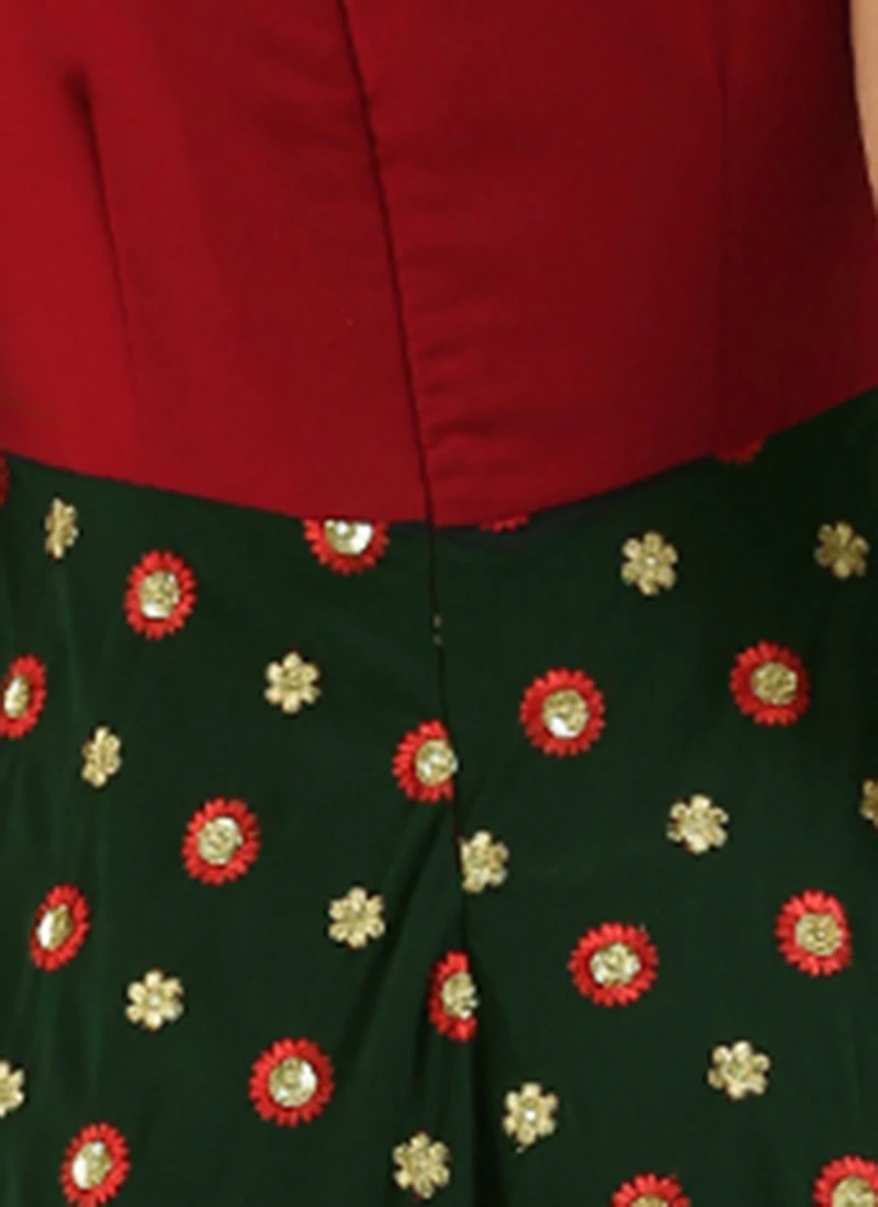Green Embroidered N Maroon Twisted Bodice Dress Festive Wear 9 Green Embroidered N Maroon Twisted Bodice Dress Festive Wear - Image 7