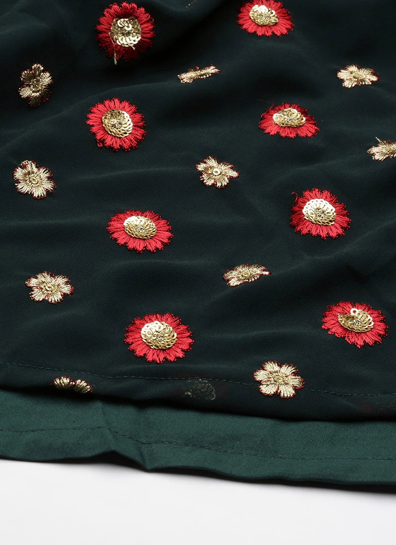 Green Embroidered N Maroon Twisted Bodice Dress Festive Wear 10 Green Embroidered N Maroon Twisted Bodice Dress Festive Wear - Image 8