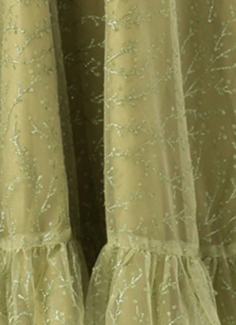 Green Embroidered Net Corset Style Dress Party Wear 9 Green Embroidered Net Corset Style Dress Party Wear - Image 7