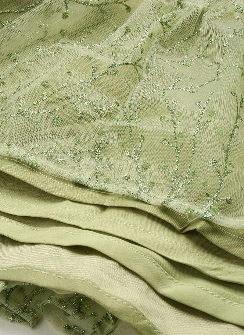 Green Embroidered Net Corset Style Dress Party Wear 10 Green Embroidered Net Corset Style Dress Party Wear - Image 8