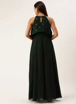 Green Georgette Embroidered Dress Festive Wear -Sari Grace Shop Green Georgette Embroidered Dress DRBS02212609 b