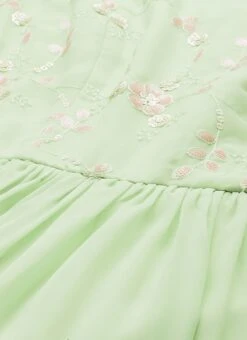 Green Georgette Embroidered Ruffle Maxi Dress Festive Wear -Sari Grace Shop Green Georgette Embroidered Ruffle Maxi Dress DRBS02305167 rrc1