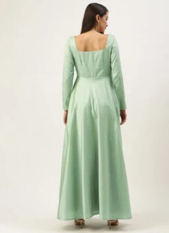 Green Jacquard Fit N Flare Dress Festive Wear 13 Green Jacquard Fit N Flare Dress Festive Wear -Sari Grace Shop Green Jacquard Fit N Flare Dress DRBS02109730 b