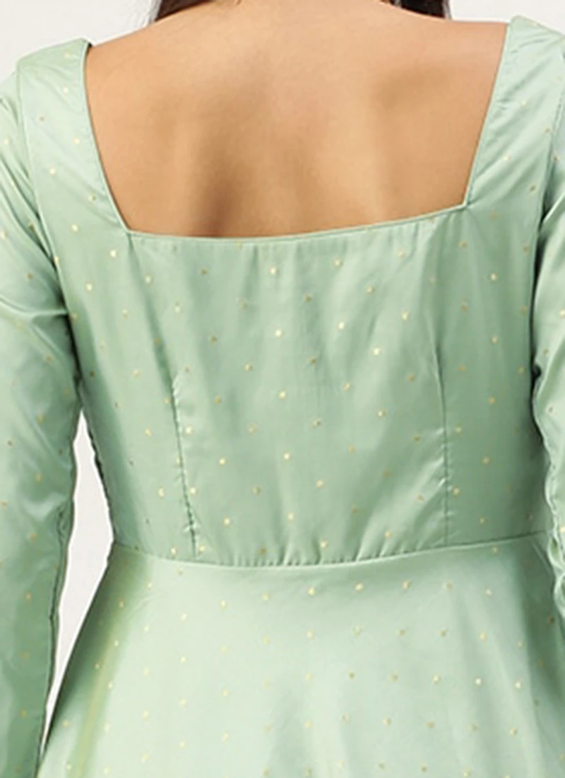 Green Jacquard Fit N Flare Dress Festive Wear 8 Green Jacquard Fit N Flare Dress Festive Wear - Image 6