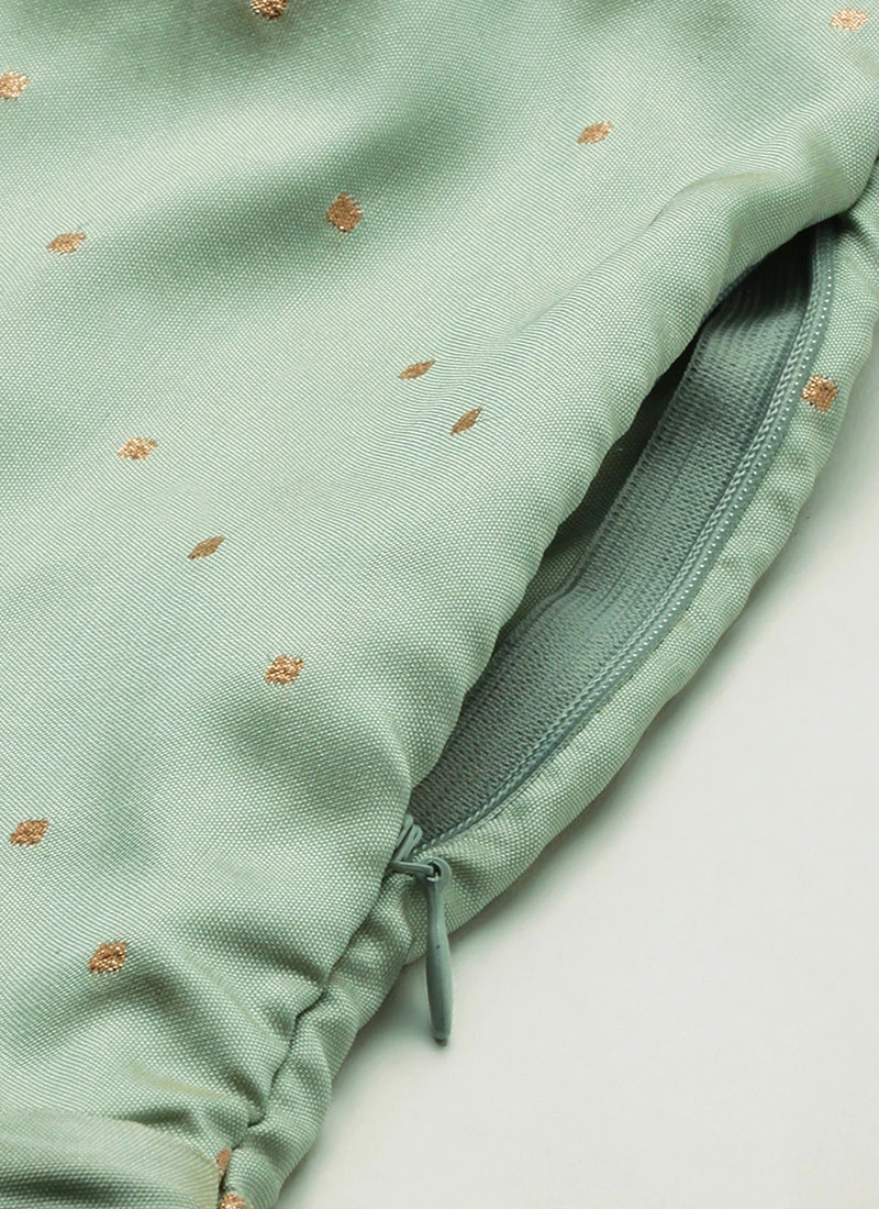 Green Jacquard Fit N Flare Dress Festive Wear 9 Green Jacquard Fit N Flare Dress Festive Wear - Image 7