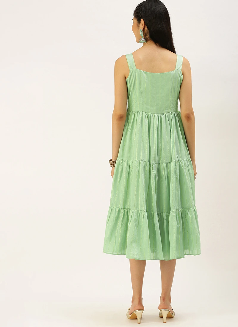 Green Jacquard Nylon Dress After Six Wear 6 Green Jacquard Nylon Dress After Six Wear - Image 4