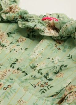 Green Muslin Off Shoulder Dress Festive Wear -Sari Grace Shop Green Muslin Off Shoulder Dress DRBS02208479 rrc1