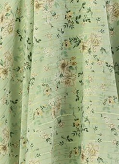 Green Muslin Printed Mini Dress Party Wear -Sari Grace Shop Green Muslin Printed Mini Dress DRBS02208445 rrc3