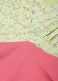 Green N Pink Cotton Sequins Embroidery Maxi Dress Festive Wear -Sari Grace Shop Green N Pink Cotton Sequins Embroidery Maxi Dress DRBS02212595 rrc1