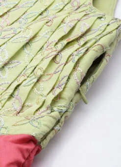 Green N Pink Cotton Sequins Embroidery Maxi Dress Festive Wear -Sari Grace Shop Green N Pink Cotton Sequins Embroidery Maxi Dress DRBS02212595 rrc3