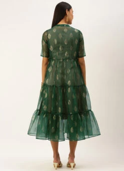 Green Organza Foil Printed Jacket Style Dress Festive Wear 13 Green Organza Foil Printed Jacket Style Dress Festive Wear -Sari Grace Shop Green Organza Foil Printed Jacket Style Dress DRBS02209702 b