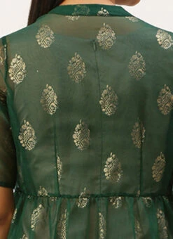 Green Organza Foil Printed Jacket Style Dress Festive Wear 15 Green Organza Foil Printed Jacket Style Dress Festive Wear -Sari Grace Shop Green Organza Foil Printed Jacket Style Dress DRBS02209702 rrc2