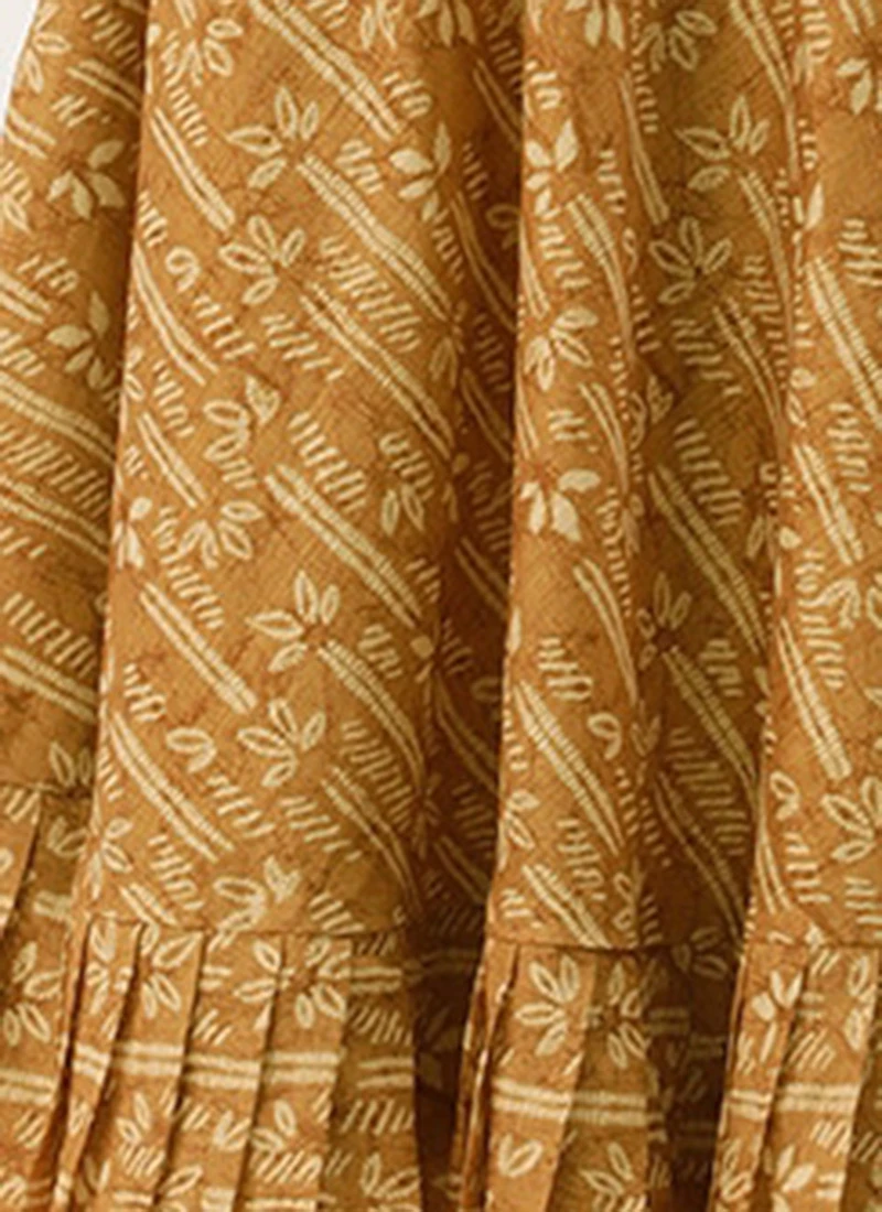 Green Printed Art Silk Cotton Maxi Dress After Six Wear Festive Wear 10 Green Printed Art Silk Cotton Maxi Dress After Six Wear Festive Wear - Image 8