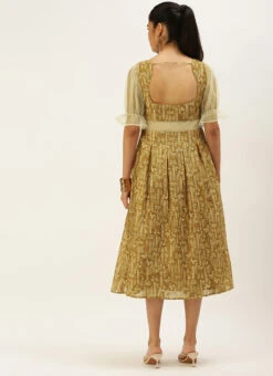 Green Printed Art Silk Dress After Six Wear -Sari Grace Shop Green Printed Art Silk Dress DRBS02208474 b