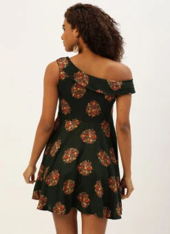 Green Printed One Shoulder Dress After Six Wear 13 Green Printed One Shoulder Dress After Six Wear -Sari Grace Shop Green Printed One Shoulder Dress DRBS02205962 b