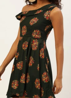 Green Printed One Shoulder Dress After Six Wear
