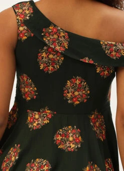 Green Printed One Shoulder Dress After Six Wear 15 Green Printed One Shoulder Dress After Six Wear -Sari Grace Shop Green Printed One Shoulder Dress DRBS02205962 rrc2