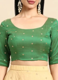 Green Taffeta Blouse Festive Wear -Sari Grace Shop Green Taffeta Blouse BLBS02303768 rrc4