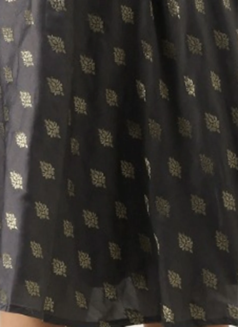 Grey Brocade Boat Neck Flared Dress Festive Wear 9 Grey Brocade Boat Neck Flared Dress Festive Wear - Image 7