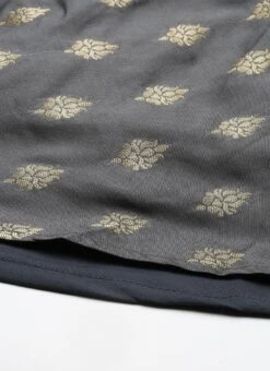 Grey Brocade Boat Neck Flared Dress Festive Wear 17 Grey Brocade Boat Neck Flared Dress Festive Wear -Sari Grace Shop Grey Brocade Boat Neck Flared Dress DRBS02201295 rrc4