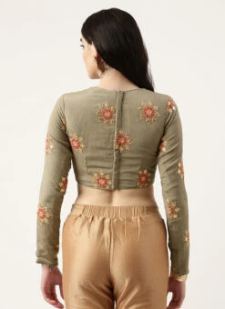 Grey Embroidered Blouse Festive Wear 13 Grey Embroidered Blouse Festive Wear -Sari Grace Shop Grey Embroidered Blouse BLBS02303767 b