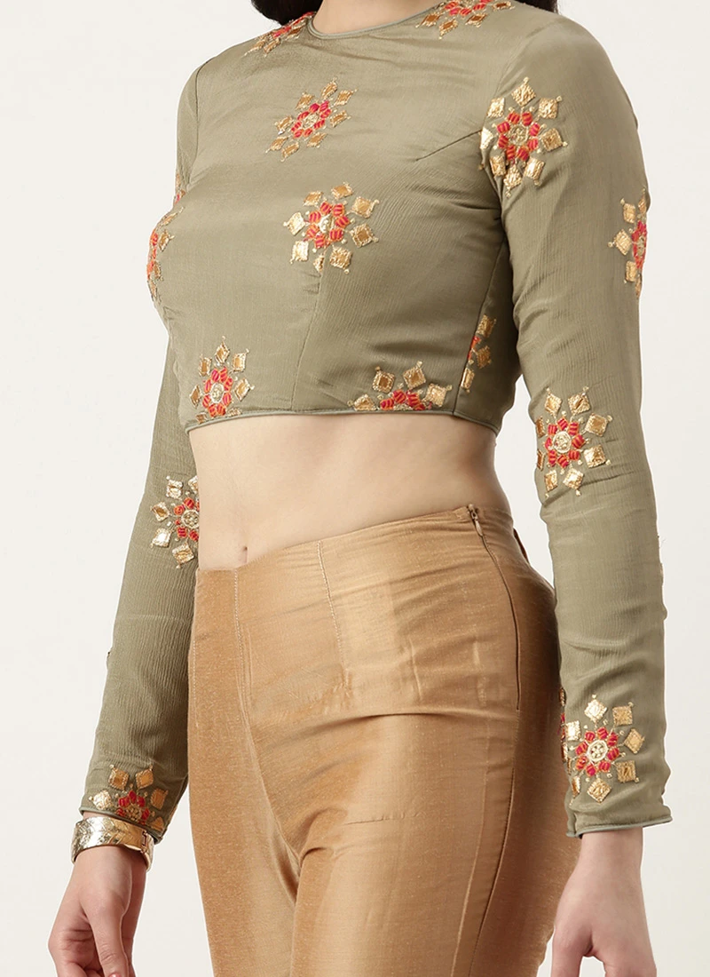 Grey Embroidered Blouse Festive Wear 3 Grey Embroidered Blouse Festive Wear