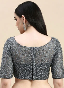 Grey Embroidered Net Blouse Party Wear 15 Grey Embroidered Net Blouse Party Wear -Sari Grace Shop Grey Embroidered Net Blouse BLBS02210833 rrc2