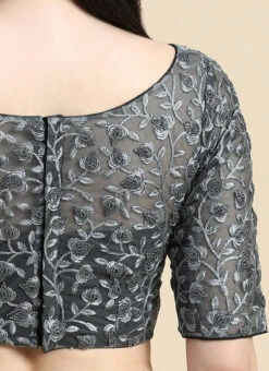 Grey Embroidered Net Blouse Party Wear 17 Grey Embroidered Net Blouse Party Wear -Sari Grace Shop Grey Embroidered Net Blouse BLBS02210833 rrc4