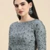 Grey Embroidered Net Blouse With Keyhole Festive Wear -Sari Grace Shop Grey Embroidered Net Blouse With Keyhole BLBS02210828 l 1