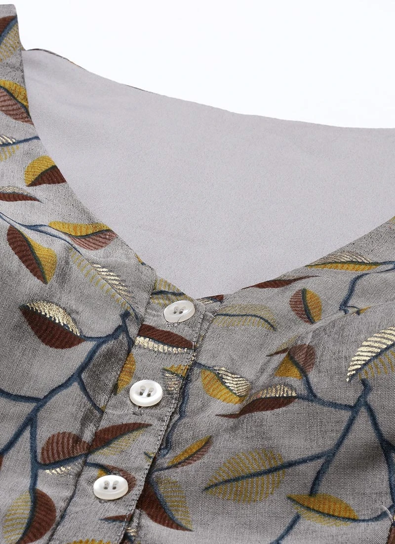 Grey Modal Silk Printed A Line Dress After Six Wear 7 Grey Modal Silk Printed A Line Dress After Six Wear - Image 5