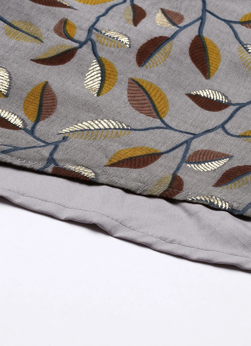 Grey Modal Silk Printed A Line Dress After Six Wear 10 Grey Modal Silk Printed A Line Dress After Six Wear - Image 8